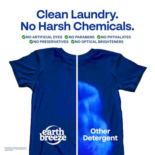 Earth Breeze Laundry Detergent Sheets Fragrance-Free - 60 Loads Eco Liquidless Soap - Travel-Friendly for Hot & Cold Cycles, Tackles Tough Stains & Odors - Gentle on Sensitive Skin, 30 Ct