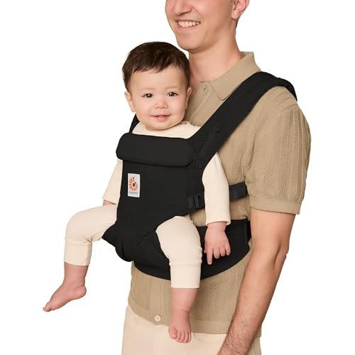 Ergobaby Omni Classic (formerly OMNI 360) All-Position Baby Carrier for Newborn to Toddler with Lumbar Support, 7-45 Pounds, Pure Black, One Size