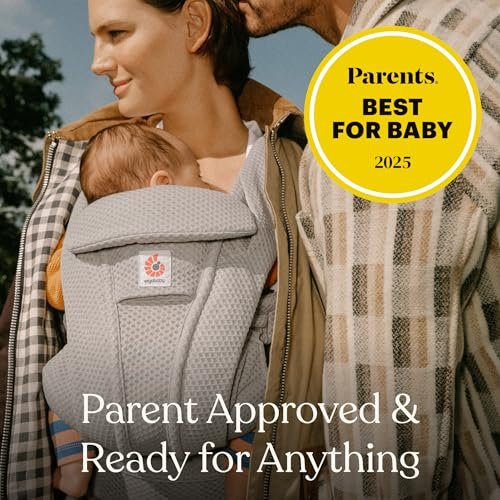 Ergobaby Omni Deluxe All Carry Positions Breathable Mesh Baby Carrier with Enhanced Lumbar Support & Airflow, Newborn to Toddler, (Holds 7-45 lbs), Serene Blue