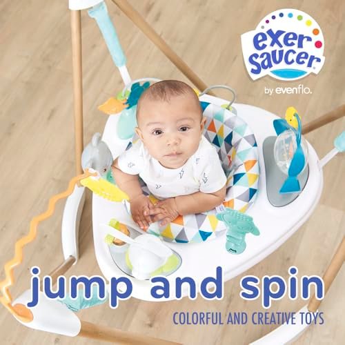 Evenflo Exersaucer Woodland Wonder Baby Activity Center - 13+ Colorful Activities with Full 360-Degree Spin and Enhanced Springs for Bouncing Fun