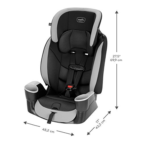 Evenflo High-Back Booster Car Seat with Harness, 22 to 110lbs, Maestro Sport, Granite Gray