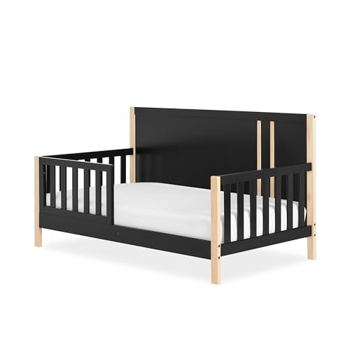 Evolur Dream On Me Soho Toddler Bed in Matte Black Vintage, JPMA & Greenguard Gold Certified, Crafted with Sustainable New Zealand Pinewood