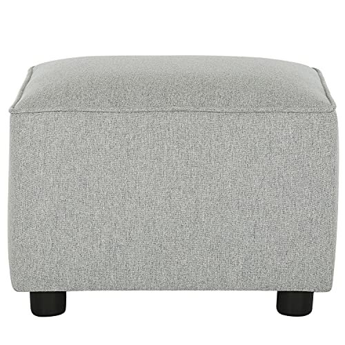 Evolur Holland Upholstered Ottoman in Harbor, Foot Rest Stool for Nursing Moms, Tool-Free Assembly, Made for Every Décor