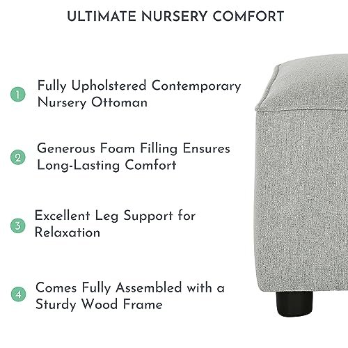 Evolur Holland Upholstered Ottoman in Harbor, Foot Rest Stool for Nursing Moms, Tool-Free Assembly, Made for Every Décor