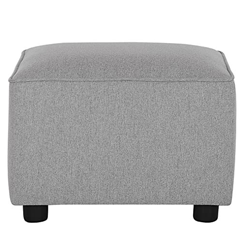 Evolur Holland Upholstered Ottoman in Light Grey, Foot Rest Stool for Nursing Moms, Tool-Free Assembly, Made for Every Décor