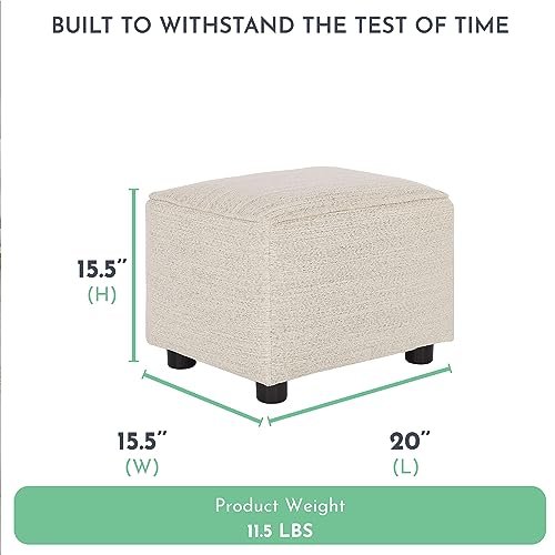Evolur Holland Upholstered Ottoman in Thunder, Foot Rest Stool for Nursing Moms, Tool-Free Assembly, Made for Every Décor