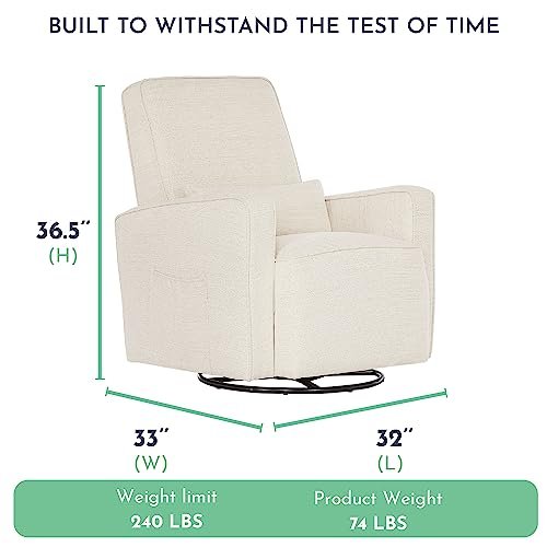 Evolur Holland Upholstered Plush Seating Glider Swivel, Glider Chair for Nursery in Thunder, Modern Nursery Glider, Tool-Free Assembly, Easy to Clean, Environmentally Conscious Glider