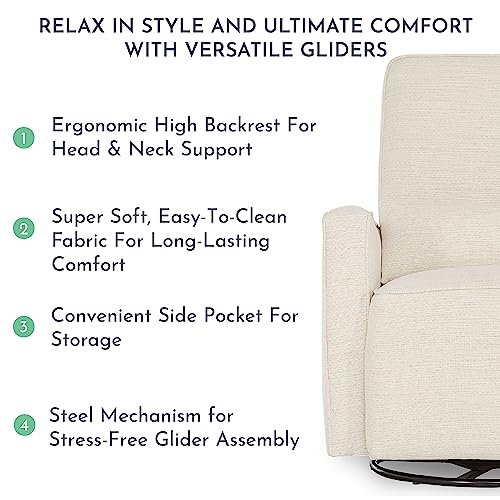 Evolur Holland Upholstered Plush Seating Glider Swivel, Glider Chair for Nursery in Thunder, Modern Nursery Glider, Tool-Free Assembly, Easy to Clean, Environmentally Conscious Glider