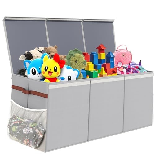 Extra Large Sturdy Toy Box, 40"x16"x14" Stuffed Animal Storage Bins with Lids, Collapsible Clothes Toy Chest Bins for Boys, Girls,Toddlers, Living Room Area Basket Organization and Storage