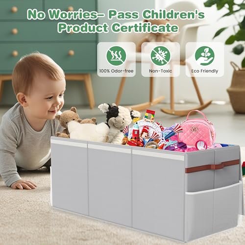 Extra Large Sturdy Toy Box, 40"x16"x14" Stuffed Animal Storage Bins with Lids, Collapsible Clothes Toy Chest Bins for Boys, Girls,Toddlers, Living Room Area Basket Organization and Storage