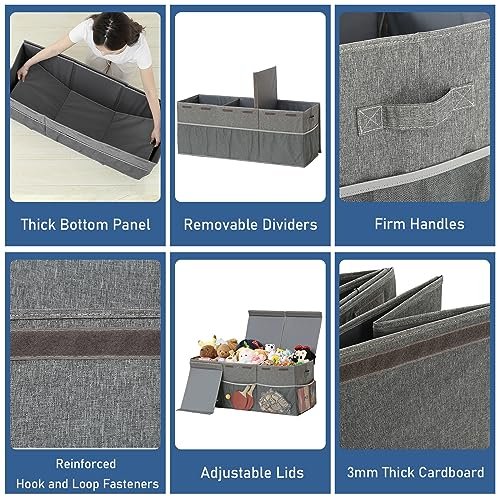 Extra Large Toy Box Chest with Mesh Pockets, Kids Toy Storage Organizer Bakest Box, Foldable Toy Organizers and Storage Bin with Lids, Toy Bin for Kids, Boys,Girls,Nursery,Playroom,Office