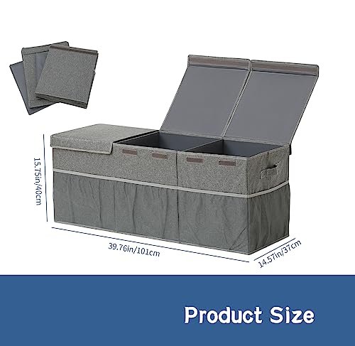 Extra Large Toy Box Chest with Mesh Pockets, Kids Toy Storage Organizer Bakest Box, Foldable Toy Organizers and Storage Bin with Lids, Toy Bin for Kids, Boys,Girls,Nursery,Playroom,Office