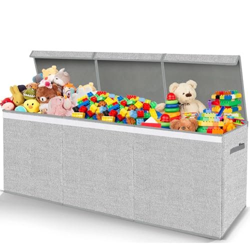 Extra Large Toy Box for Girls Boys - Collapsible Kids Toy Chest Boxes Organizers and Storage for Livingroom,Playroom,Closet 35.8"x12.6"x16"(Grey)