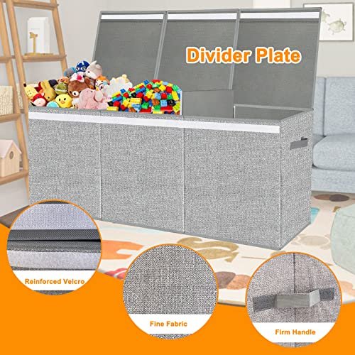 Extra Large Toy Box for Girls Boys - Collapsible Kids Toy Chest Boxes Organizers and Storage for Livingroom,Playroom,Closet 35.8"x12.6"x16"(Grey)