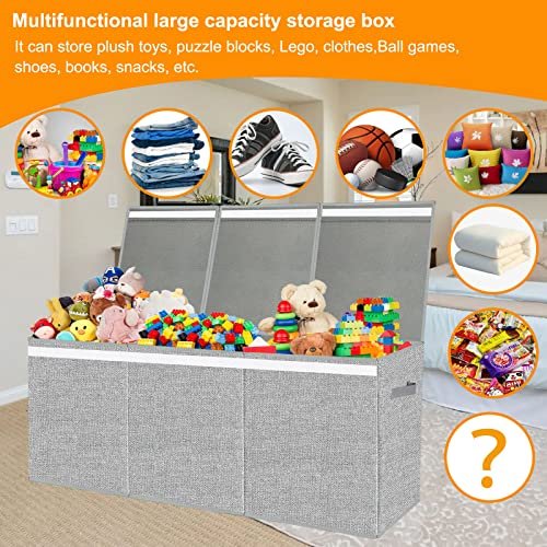 Extra Large Toy Box for Girls Boys - Collapsible Kids Toy Chest Boxes Organizers and Storage for Livingroom,Playroom,Closet 35.8"x12.6"x16"(Grey)