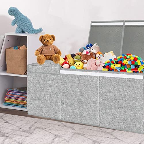 Extra Large Toy Box for Girls Boys - Collapsible Kids Toy Chest Boxes Organizers and Storage for Livingroom,Playroom,Closet 35.8"x12.6"x16"(Grey)