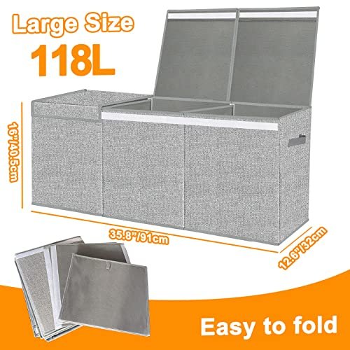Extra Large Toy Box for Girls Boys - Collapsible Kids Toy Chest Boxes Organizers and Storage for Livingroom,Playroom,Closet 35.8"x12.6"x16"(Grey)