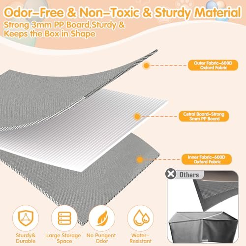 Extra Large Toy Chest,50"x15"x12" Toy Box for Kids Boys Girls,Collapsible Sturdy Toy Storage Organizer with Mesh Pockets,Large Kids Toy Chest Storage Boxes Bins Baskets for Girls,Boys,Nursery(Grey)