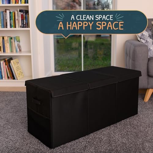 Extra Large Toy Storage Organizer with Lid - Sturdy, Collapsible Toy Chest Storage Box Design - Toys Bin with Dividers for Kids, Nursery, Bedroom, Playroom 37"x16"x14"