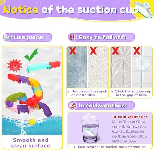 Fajiabao Toddler Bath Toys for Kids Ages 1-3 3-5 Bathtub Toys DIY Slippery Slide Track Fun Baby Shower Toys Birthday Gift for Boys Girls Bath Time 1 2 3 4 5 6
