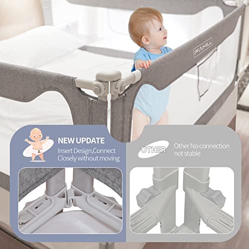FAMILL Bed Rail for Toddlers with U-Shaped Base, Toddler Bed Rails Baby Guard for King/Twin/Full Size, Grey, 1 Piece, 74.8"