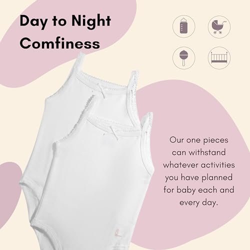 Feathers Tank Top Bodysuits for Baby Girl (2 Pack) Super Soft One-Piece Toddler Bodysuit
