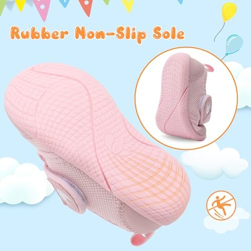 FEETCITY Baby First Walking Shoes Boys Girls Infant Sneakers Crib Shoes Breathable Lightweight Slip On Shoes