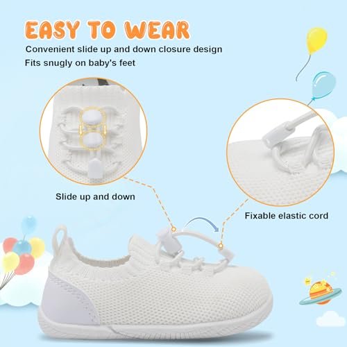 FEETCITY Baby Shoes Boys Girls First Walking Shoes Infant Sneakers Crib Shoes Breathable Lightweight Slip On Shoes