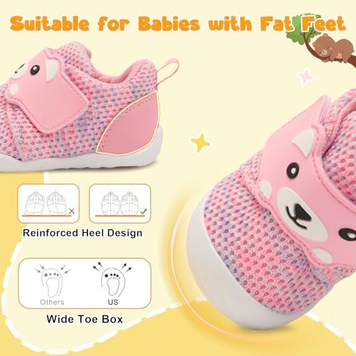 FEETCITY Baby Walking Shoes Wide Baby Shoes Boys Girls Infant Sneakers Crib Shoes Breathable Toddler Barefoot Shoes Slip On Shoes