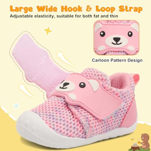 FEETCITY Baby Walking Shoes Wide Baby Shoes Boys Girls Infant Sneakers Crib Shoes Breathable Toddler Barefoot Shoes Slip On Shoes