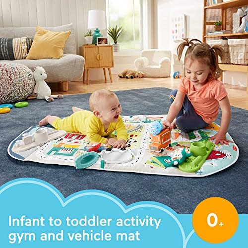 Fisher-Price Baby Playmat Activity City Gym to Jumbo Toddler Vehicle Mat with Music & Lights for Developmental Play Newborns Ages 0+ Months