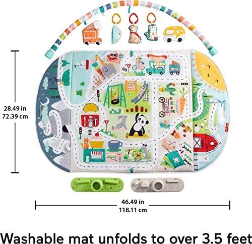 Fisher-Price Baby Playmat Activity City Gym to Jumbo Toddler Vehicle Mat with Music & Lights for Developmental Play Newborns Ages 0+ Months