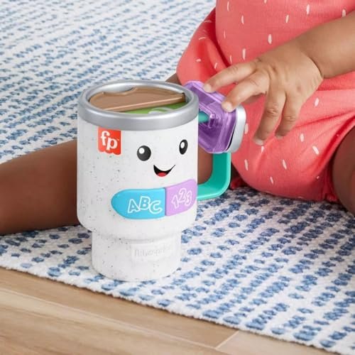 Fisher-Price Baby & Toddler Toy Laugh & Learn Wake Up & Learn Coffee Mug with Lights Music & Learning for Infants Ages 6+ Months