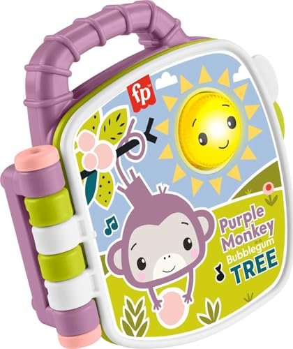 Fisher-Price Baby Toy Purple Monkey Musical Storybook with Lights & Sounds for Infants & Toddlers Ages 6+ Months