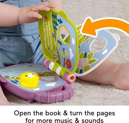 Fisher-Price Baby Toy Purple Monkey Musical Storybook with Lights & Sounds for Infants & Toddlers Ages 6+ Months