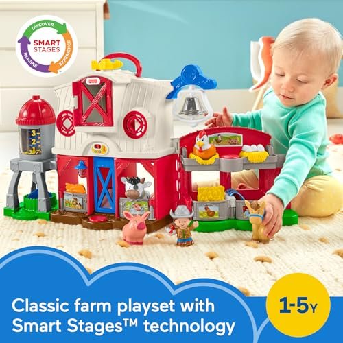 Fisher-Price Little People Toddler Learning Toy Caring for Animals Farm Playset with Smart Stages for Pretend Play Kids Ages 1+ Years​ (Amazon Exclusive)