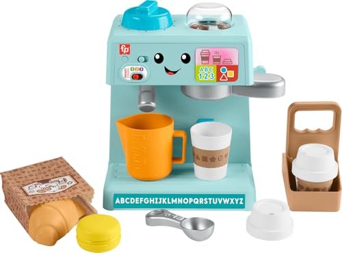 Fisher-Price Toddler Toy Laugh & Learn Coffee CafΓ© Musical Playset with Educational Songs & 10 Pretend Play Pieces for Kids Ages 18+ Months