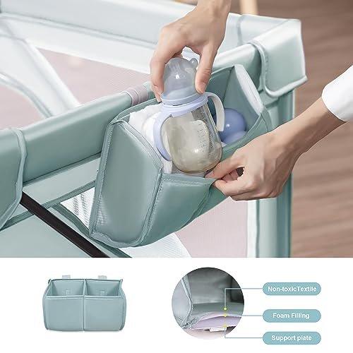 Foldable Baby Playpen, iTiLike Large Playard with Detachable Thicken Mat, Playpen for Babies and Toddlers with Storage Bag, Play Pens with Gate, Indoor & Outdoor Portable Play Yard, Sturdy Baby Fence