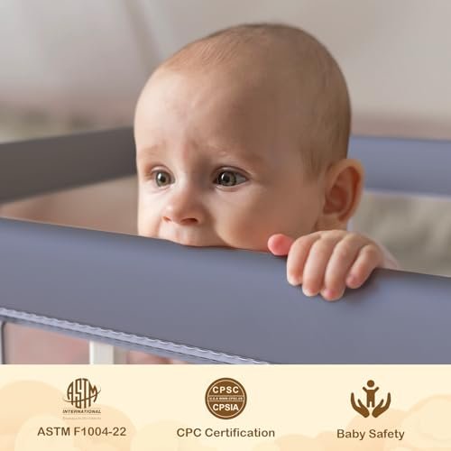 Foldable Baby Playpen with Mat, 50" x 50" Portable Play Pen for Toddlers with 2 Handlers, Easy Setup for Indoor/Outdoor Use, Baby Fence Playard, Perfect for Travel and Home, Grey