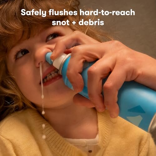 Frida Saline Rinse for Toddler, Kids, Ages 2+, Saline Rinse for Sinus, Instant Congestion Relief & Allergy Relief, Flush Out Allergens, Mucus, Pollen, Dust, Safe for Daily Use