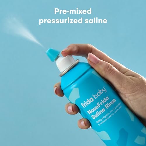 Frida Saline Rinse for Toddler, Kids, Ages 2+, Saline Rinse for Sinus, Instant Congestion Relief & Allergy Relief, Flush Out Allergens, Mucus, Pollen, Dust, Safe for Daily Use