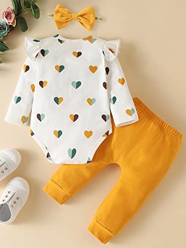 Fullfamous Baby Girl's 3pc Frill Long Sleeve Romper and Pant Set