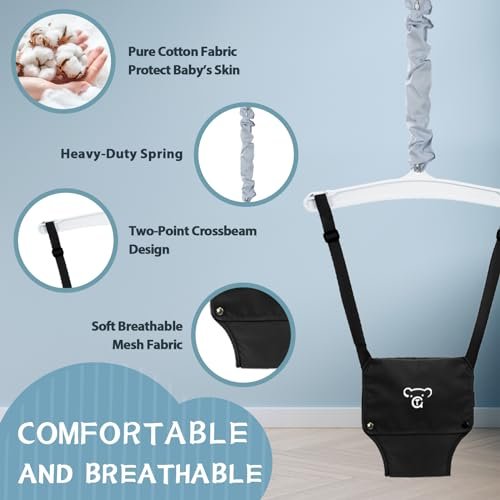 G TALECO Gear Baby Jumper with Stand,Baby Bouncer,Easy Set-Up,Baby Exerciser for Active Babies,Suitable for Indoor and Outdoor, Black (Water Mat Include)