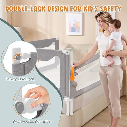 G TALECO GEAR Bed Rail for Toddlers, Stable Protective Bed Side Rails, Baby Bedrail Guard for Twin Full Queen & King Size Bed (60 Inch, 1 Piece)