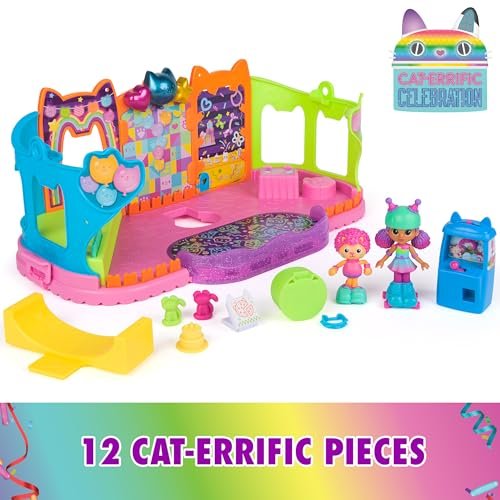 Gabby's Dollhouse, Party Room Playset with Exclusive Toy Figures, Dollhouse Furniture, Accessories & Fidget Play, Kids Toys for Girls and Boys Ages 3+