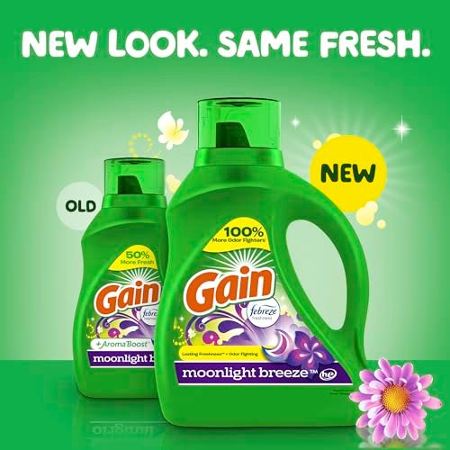Gain + Aroma Boost Liquid Laundry Detergent, Moonlight Breeze Scent, 61 Loads, 88 fl oz, HE Compatible