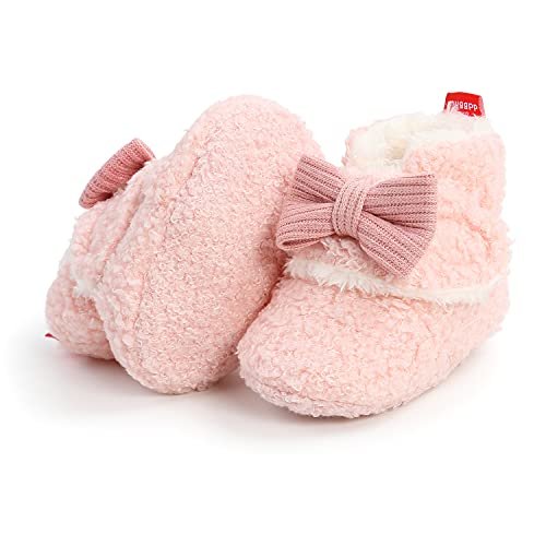 GDSDYM Baby Booties Cozy Fleece Slippers Soft Baby Shoes With Gripper Soles, Winter Warm Infant Newborn Crib Sock Shoes First Walkers