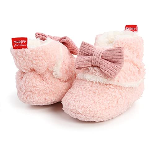 GDSDYM Baby Booties Cozy Fleece Slippers Soft Baby Shoes With Gripper Soles, Winter Warm Infant Newborn Crib Sock Shoes First Walkers