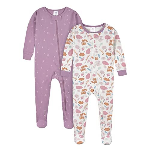Gerber Baby Girls' 2-Pack Footed Pajamas
