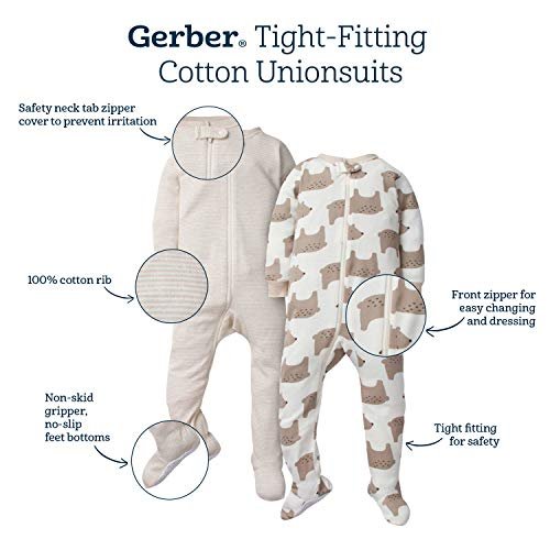 Gerber Baby Girls' 2-Pack Footed Pajamas